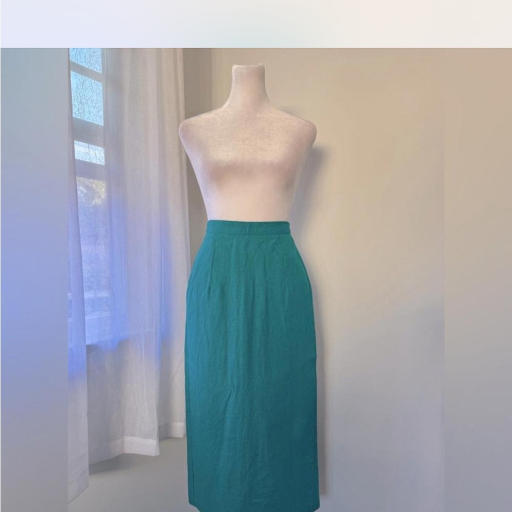 Karen Kane Green Midi Pencil Skirt for Work
